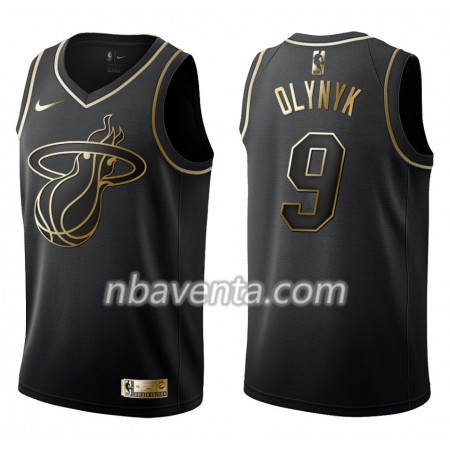 Camiseta Hombre Miami Heat Kelly Olynyk 9 Nike Negro Golden Edition Swingman